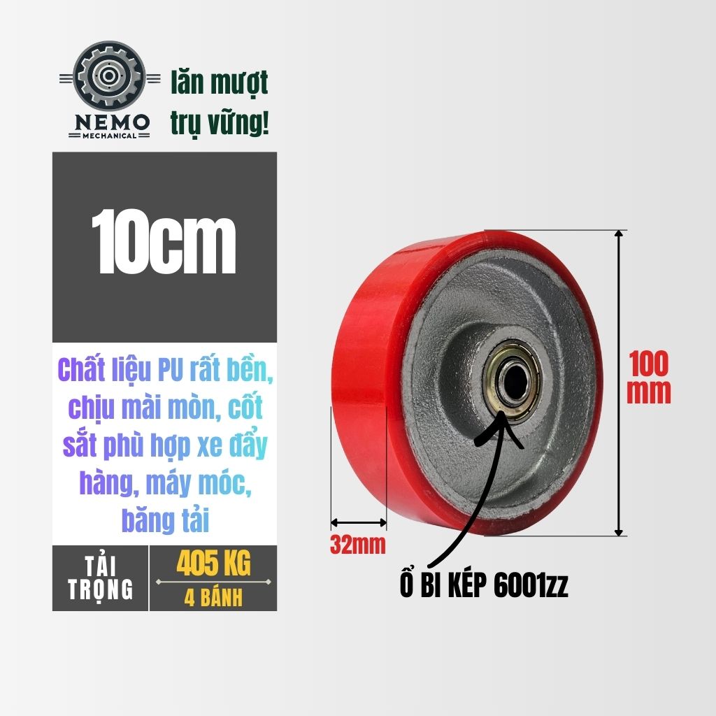 Bánh Xe Rời PU Siêu Bền – Kháng Hóa Chất, Chịu Tải Cao & Bảo Vệ Sàn